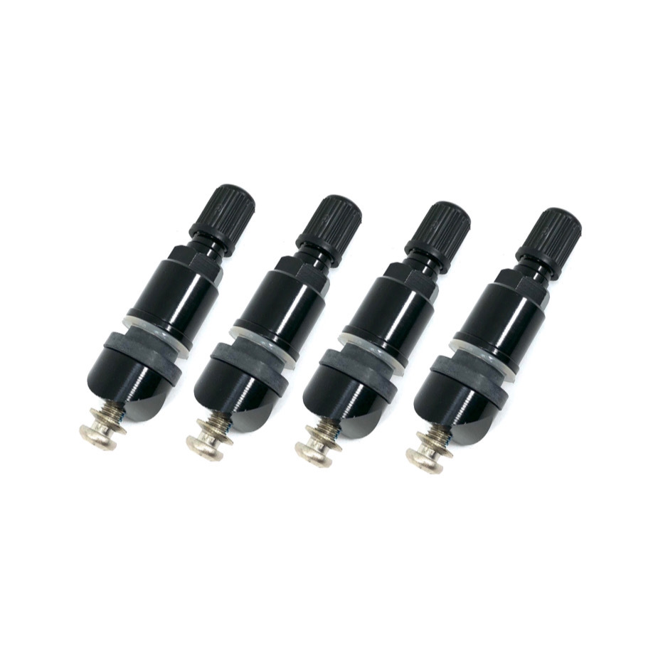 4pcs TPMS Gloss Blk Aluminum Replacement Metal Valve Stem SmartSensor