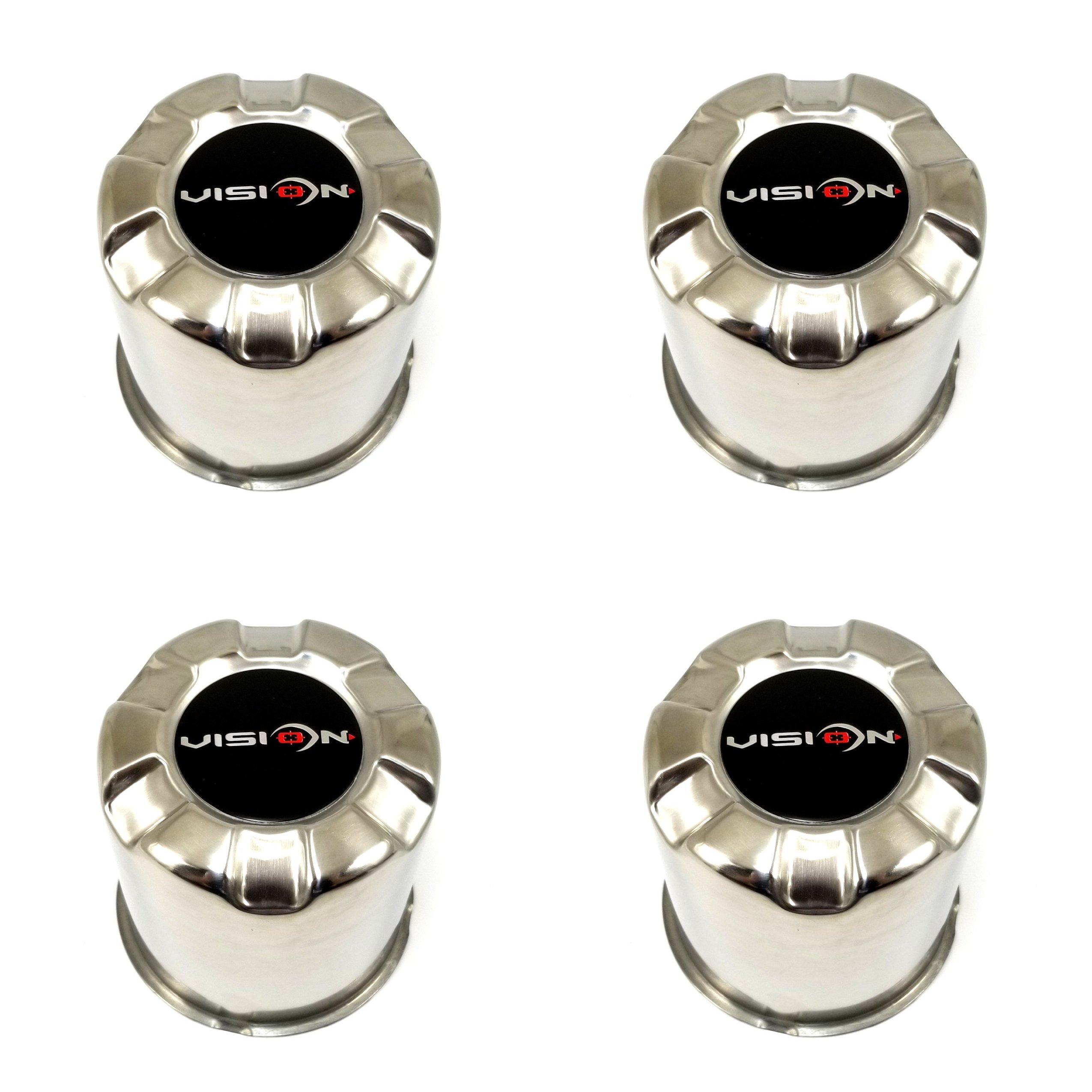 4x Vision Wheel Center Caps Stainless Steel PushThru 5Lug/6Lug 171