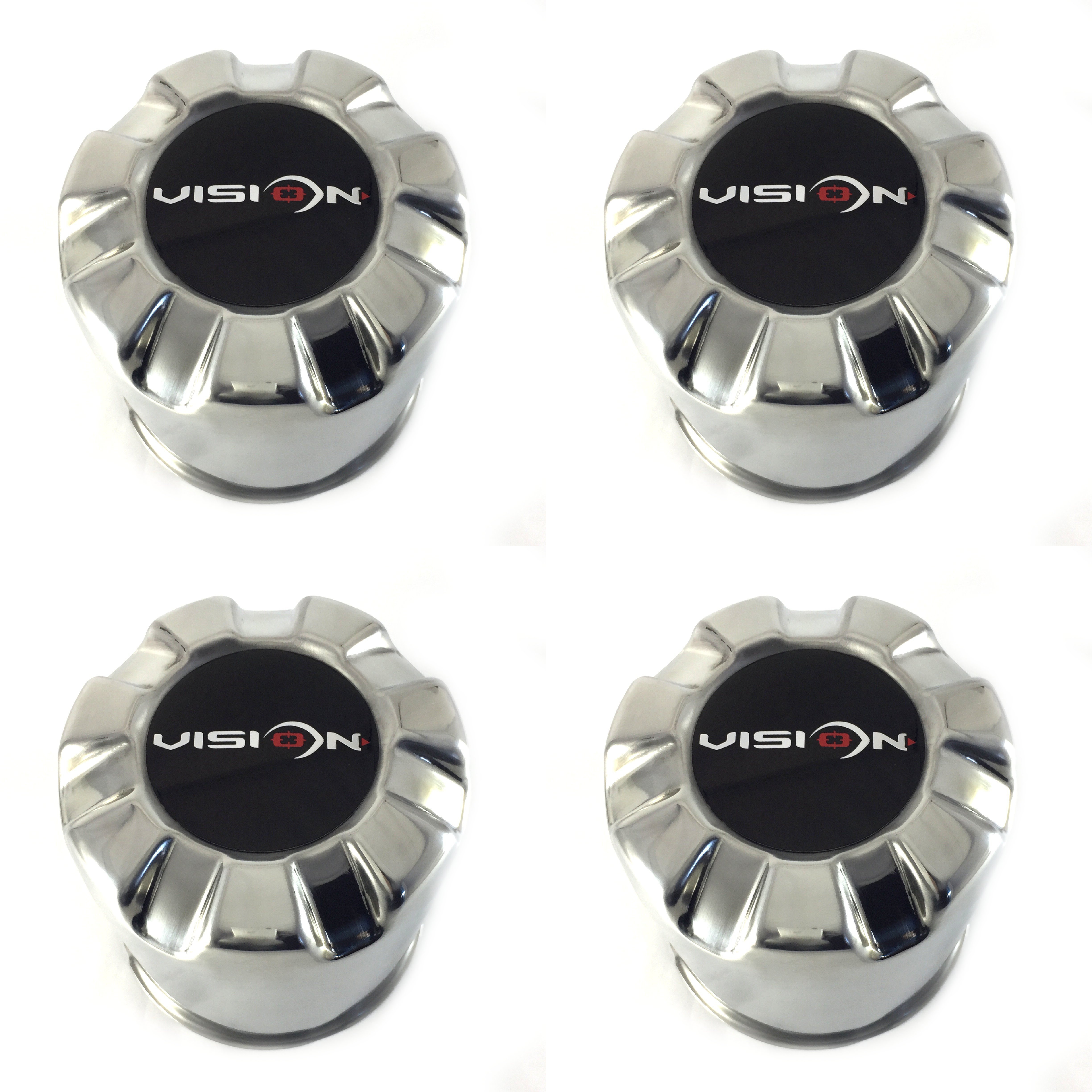 4x Vision Wheel Center Hub Caps Stainless Steel PushThru 5Lug 171